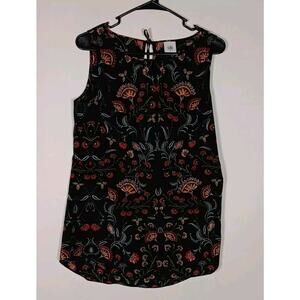 CABI Top Sleeveless Shirt Black Multicolor Blouse Small